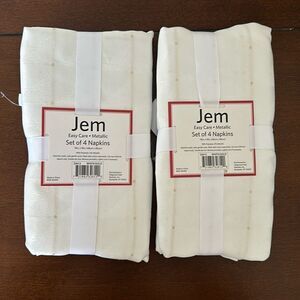 Wegmans Jem White Gold Metallic Polka Ombré Squares Holiday Set of 8 Napkins